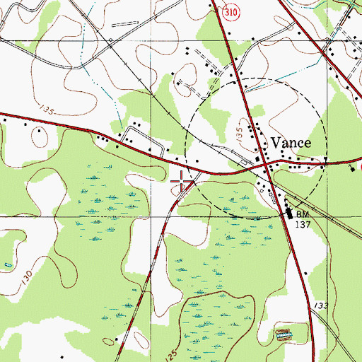 Topographic Map of Vance Fire Department, SC