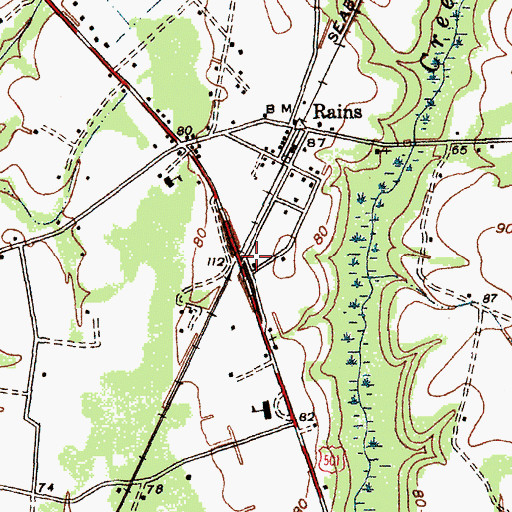 Topographic Map of Rains Volunteer Fire Department, SC