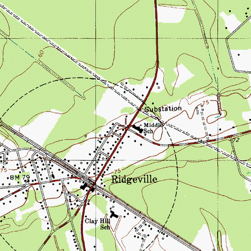 Topographic Map of Ridgeville Fire Department Substation 18, SC