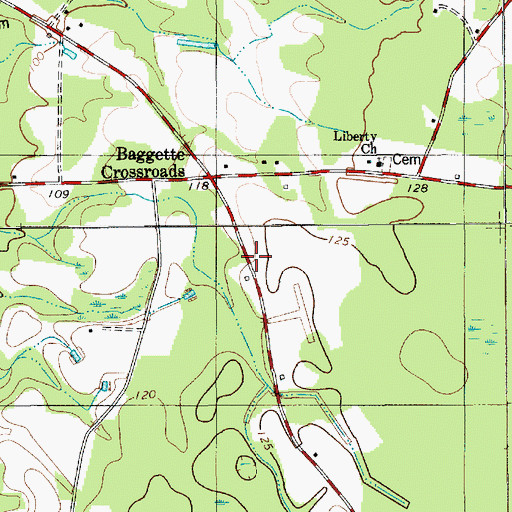 Topographic Map of Clarendon County Rural Fire Department Liberty, SC