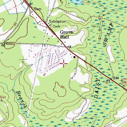 Topographic Map of Pine Ridge Rural Volunteer Fire Department Devon Forest Station 3, SC
