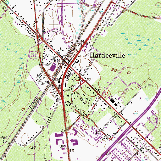 Topographic Map of Hardeeville Fire Department Station 81, SC