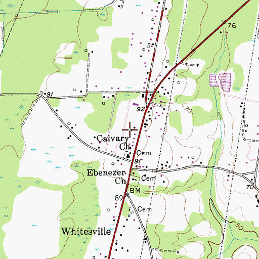 Topographic Map of Whitesville Fire Department Station 1, SC
