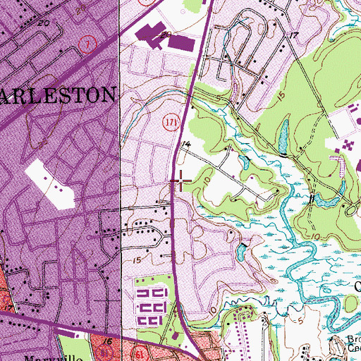 Topographic Map of City of Charleston Fire Department Station 12, SC