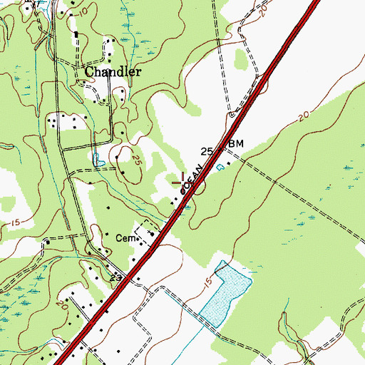 Topographic Map of Awendaw Fire District Station 1, SC
