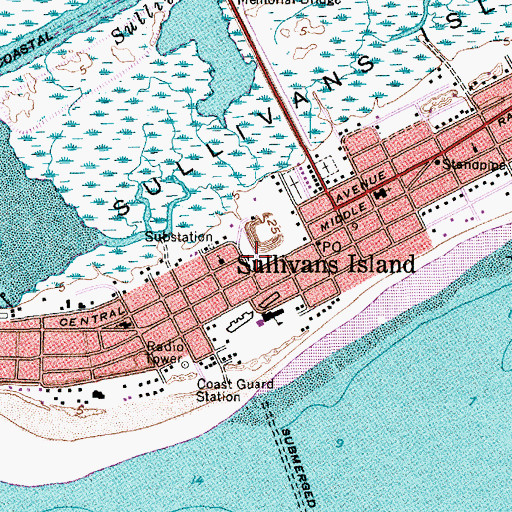 Topographic Map of Sullivans Island Fire Department, SC