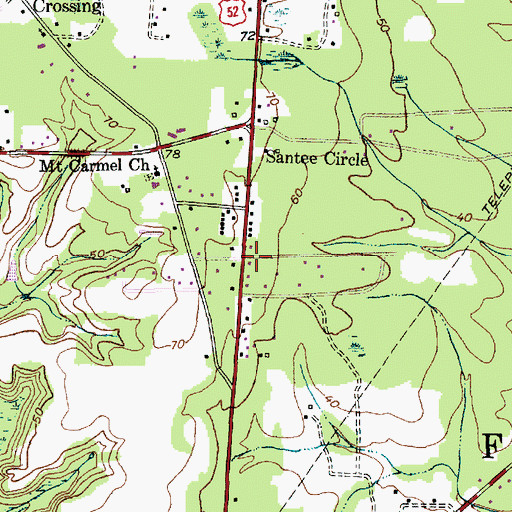 Topographic Map of Santee Circle Fire Department Company 21, SC