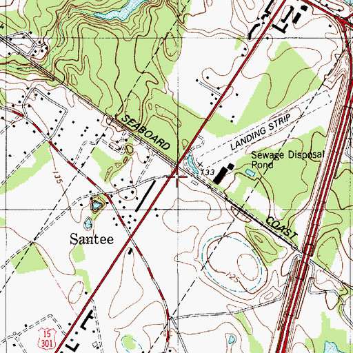 Topographic Map of Santee Fire Department Station 1, SC