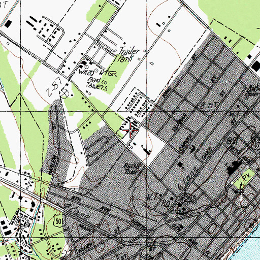 Topographic Map of Myrtle Beach Fire Department Station 1, SC