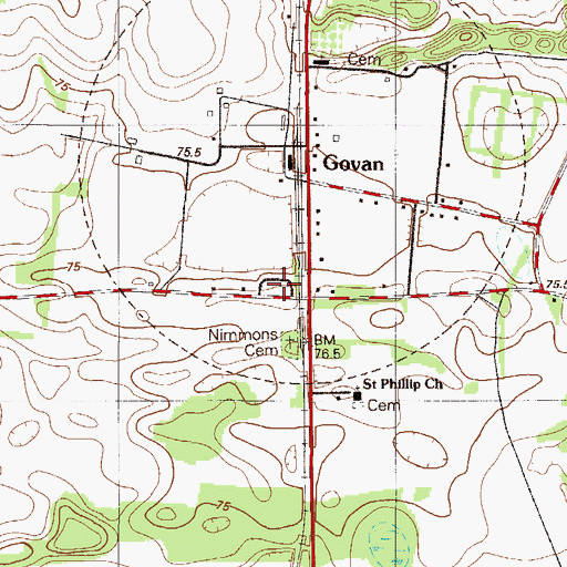 Topographic Map of Govan Fire Department Station 5, SC
