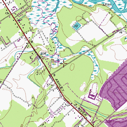 Topographic Map of Charleston Fire Department Station 16, SC