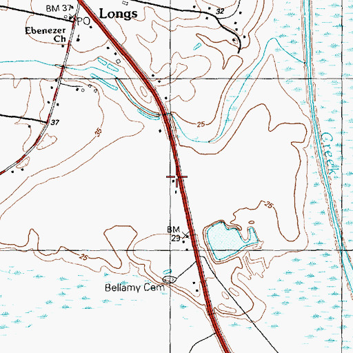 Topographic Map of Brooksville Fire Department Station 1B, SC