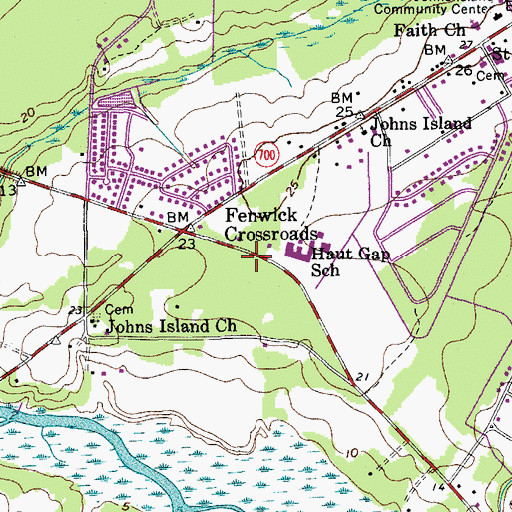 Topographic Map of Charleston Fire Department Station 17, SC