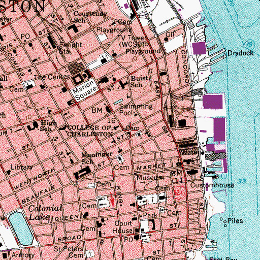 Topographic Map of City of Charleston Fire Department Station 3, SC