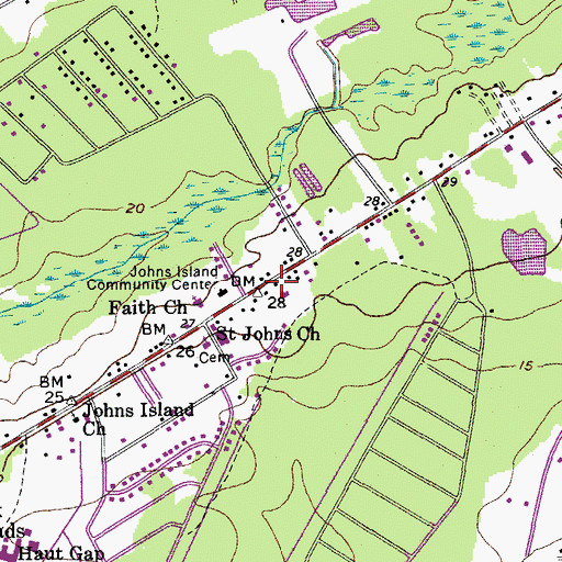 Topographic Map of Saint Johns Fire Department Station 1, SC