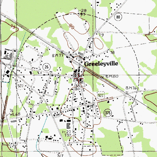 Topographic Map of Williamsburg County Fire Department Greeleyville, SC