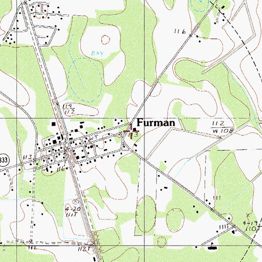 Topographic Map of Furman Fire Department Station 30, SC