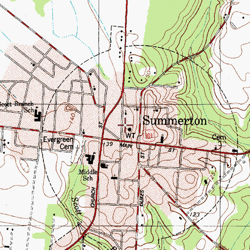 Topographic Map of Clarendon Fire Department Station 3, SC