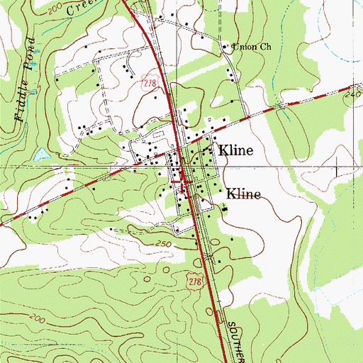 Topographic Map of Kline Fire Department, SC