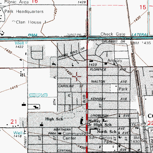 Topographic Map of Coolidge Square Shopping Center, AZ