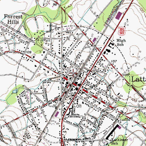 Topographic Map of Dillon Fire Department Station 2, SC