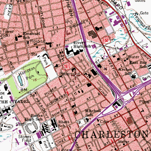 Topographic Map of City of Charleston Fire Department Station 8, SC
