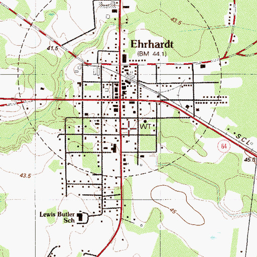 Topographic Map of Ehrhardt Fire Department, SC