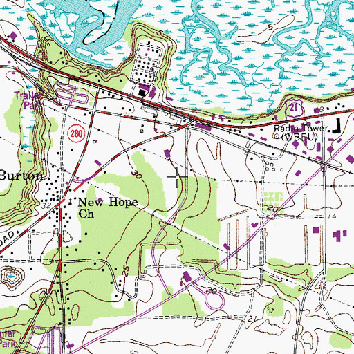 Topographic Map of Burton Fire Department - Headquarters Station 1, SC