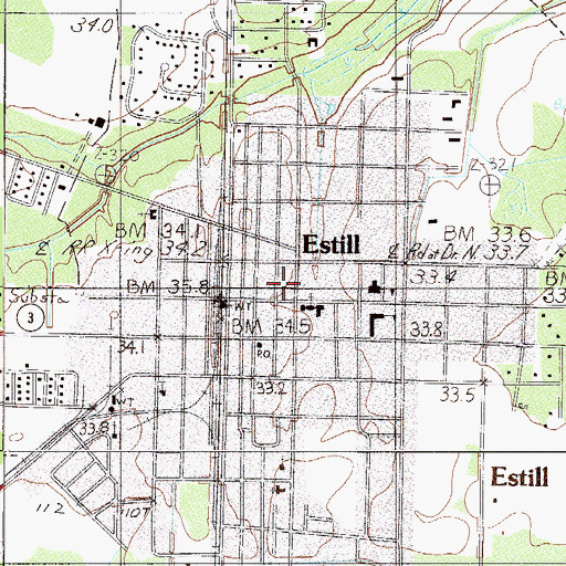 Topographic Map of Hampton County Fire Department Station 20 Estill, SC