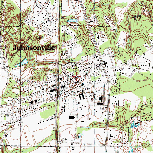 Topographic Map of Johnsonville Fire Department Station 1, SC