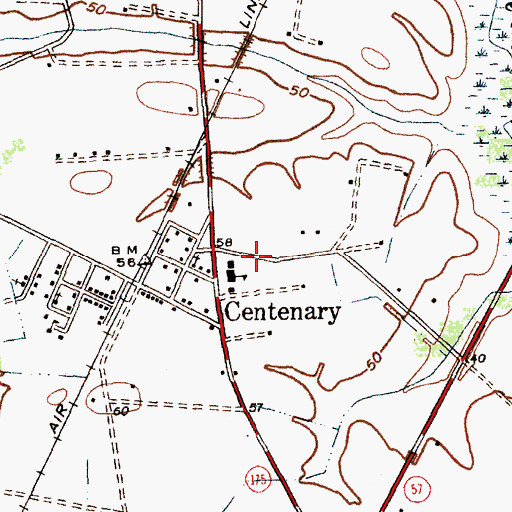 Topographic Map of Centenary Volunteer Fire Department, SC