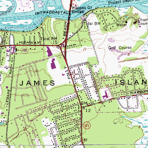 Topographic Map of Charleston Fire Department Station 13, SC