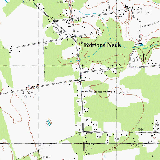 Topographic Map of Brittons Neck Gresham Fire Department, SC