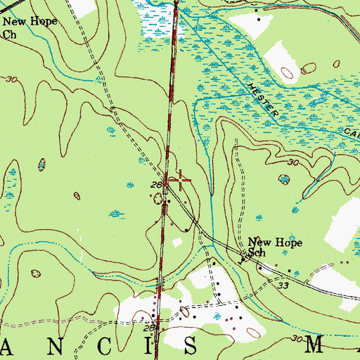 Topographic Map of Huger Fire Department, SC