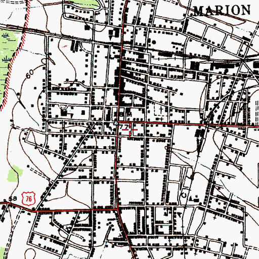 Topographic Map of Marion Fire Department, SC