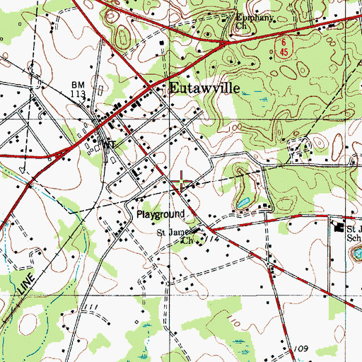 Topographic Map of Eutawville Fire Department, SC