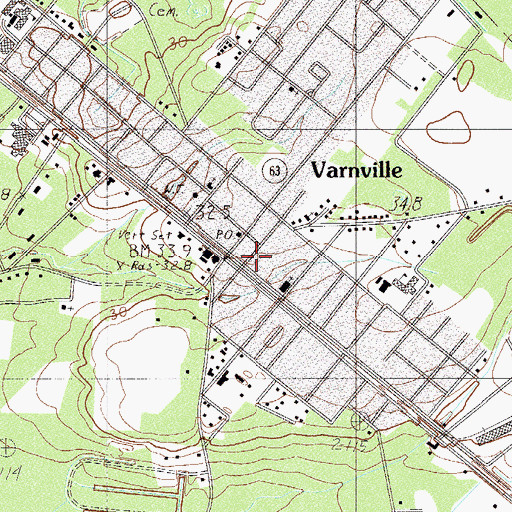 Topographic Map of Varnville Fire Department Station 60, SC