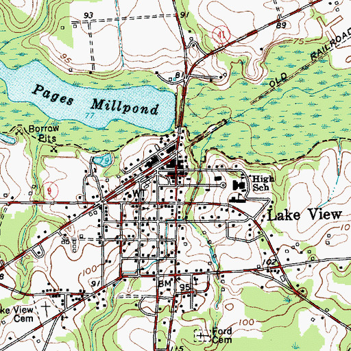 Topographic Map of Lake View Fire Department, SC