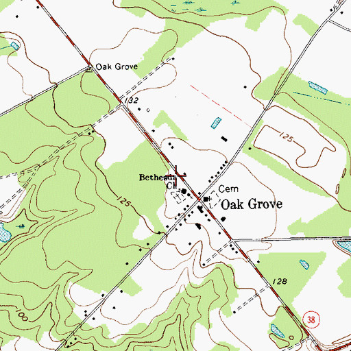 Topographic Map of Oak Grove Volunteer Fire Department, SC