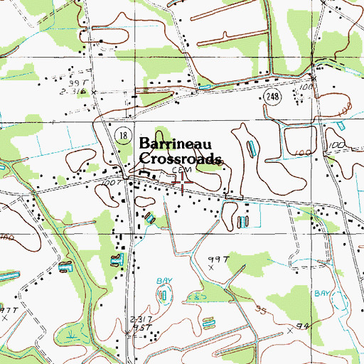 Topographic Map of Clarendon County Rural Fire Department Barrineau, SC