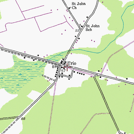 Topographic Map of Williamsburg County Fire Department Trio, SC