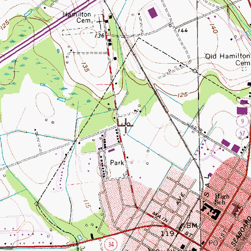 Topographic Map of Dillon City Fire Department, SC