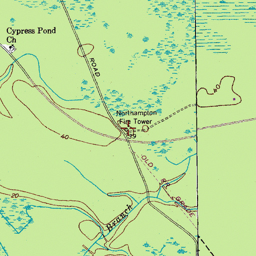 Topographic Map of Northampton Fire Tower, SC