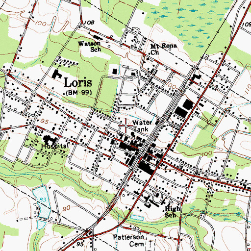 Topographic Map of Loris Fire Department, SC