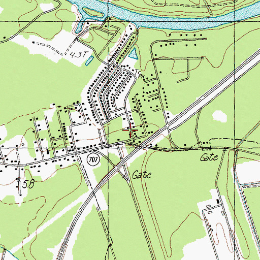 Topographic Map of Surfside Beach Rescue Squad, SC