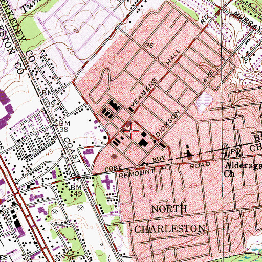 Topographic Map of Hanahan Fire Department Station 1, SC