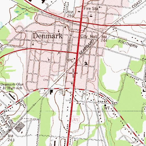 Topographic Map of Denmark Fire Department, SC