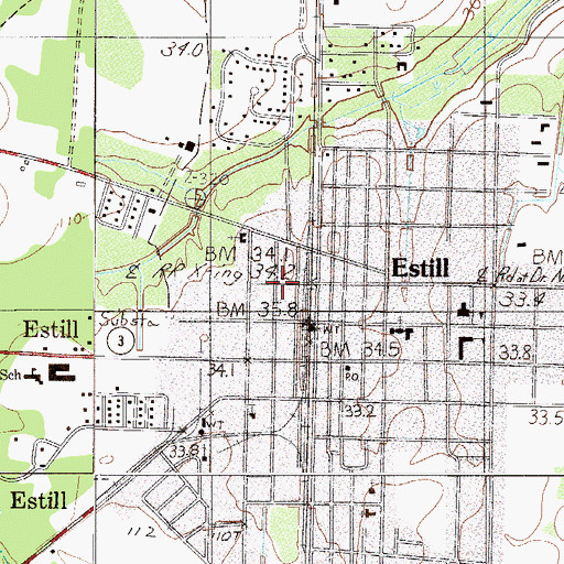 Topographic Map of Estill Emergency Management Services, SC