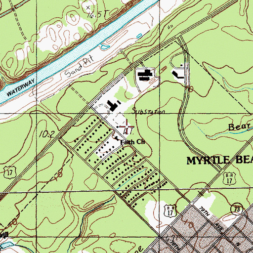 Topographic Map of City of Myrtle Beach Fire Department Station 5, SC