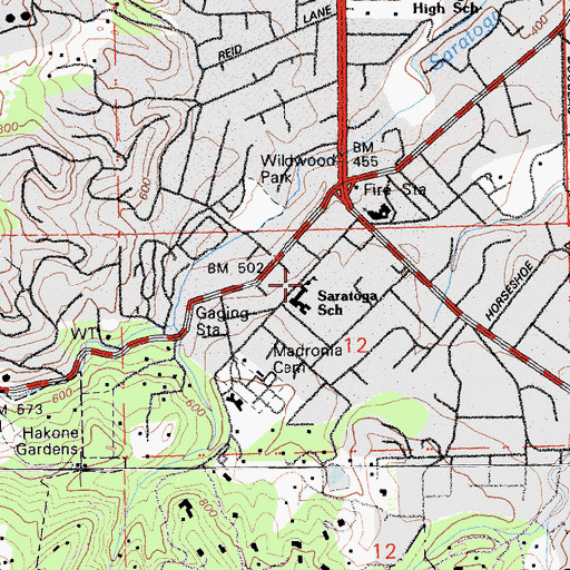 Topographic Map of Saratoga Elementary School, CA